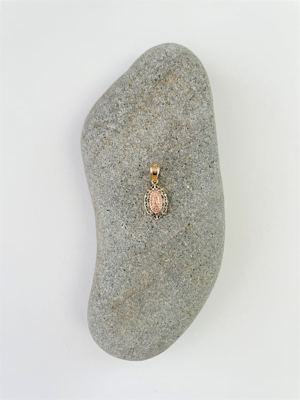 14K Tri-color Gold Our Lady of Guadalupe Pendant