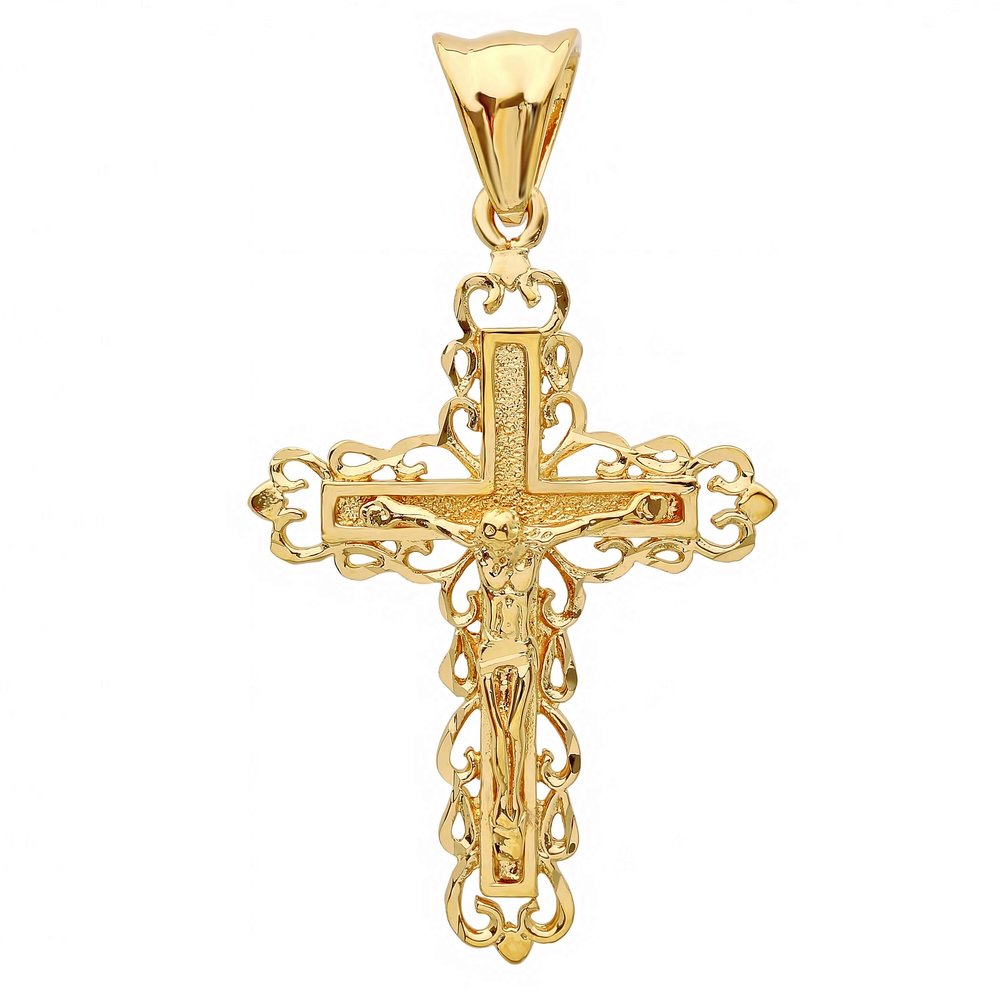 14K Yellow Gold Crucifix Pendant