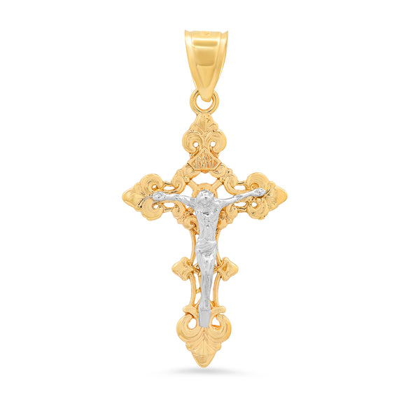 14K Gold Two-tone Crucifix Pendant