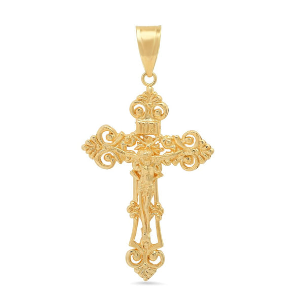 Yellow Gold Crucifix Pendant in 14K or 18K