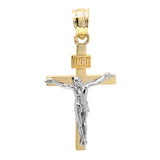 14K Two-tone Gold Baby Crucifix Necklace (14-16 Inch)