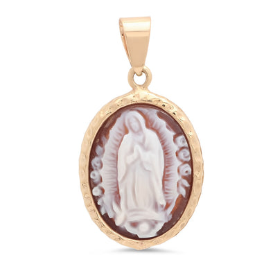 14K Yellow Gold Our Lady of Guadalupe Italian Cameo Necklace ( 18 Inch )