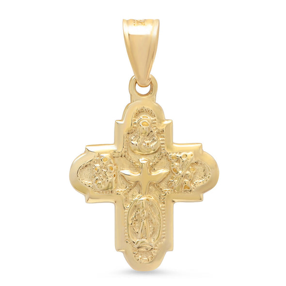 14K Yellow Gold Holy Spirit Cross Pendant