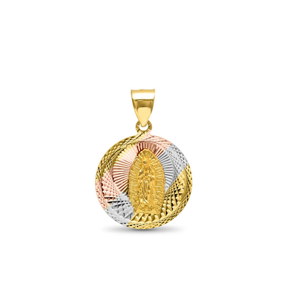 14K Tri-color Gold Our Lady of Guadalupe Medal Pendant