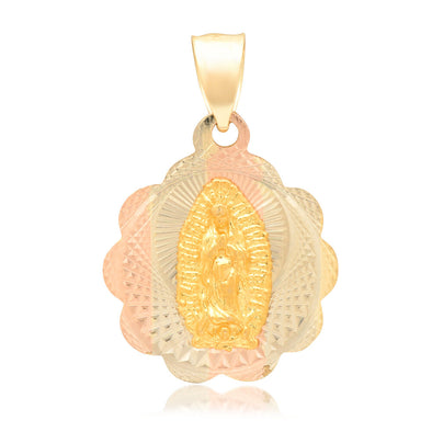 14K Tri-color Gold Our Lady of Guadalupe Medal Pendant