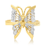 14K Yellow Gold CZ Butterfly Ring