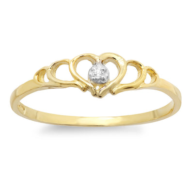 14K Yellow Gold and Cubic Zirconia Promise Ring ( Size 3-8 )
