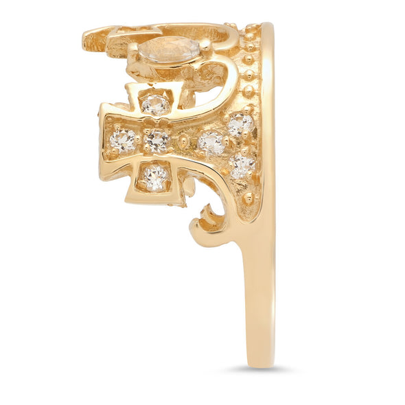 14K Yellow Gold and Cubic Zirconia Tiara Ring ( Size 5-9 )