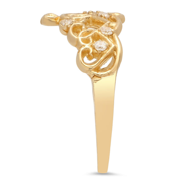 14K Yellow Gold and White Topaz Tiara Ring ( Size 5-9 )