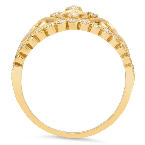 14K Yellow Gold and White Topaz Tiara Ring ( Size 5-9 )