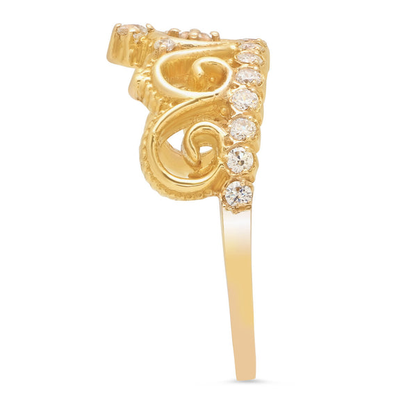 14K Yellow Gold and Cubic Zirconia Tiara Ring ( Size 5-9 )