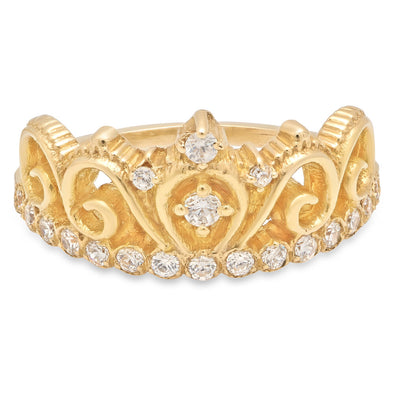 14K Yellow Gold and Cubic Zirconia Tiara Ring ( Size 5-9 )