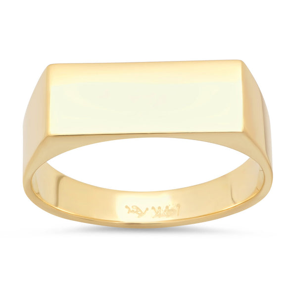 14K Yellow Gold Unisex Signet Ring ( Size 5-13 )