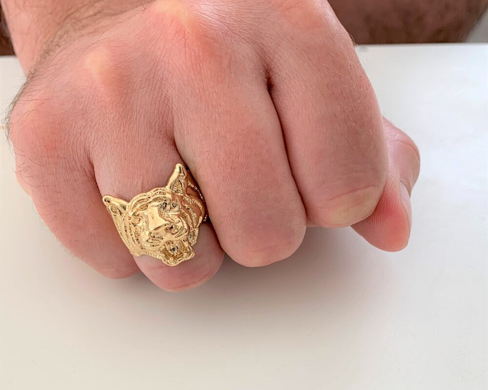 Yellow Gold Plated El Tiger Ring ( Size 8-12)