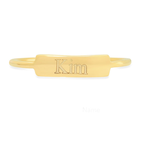 14k Yellow Gold Personalized Bar Ring
