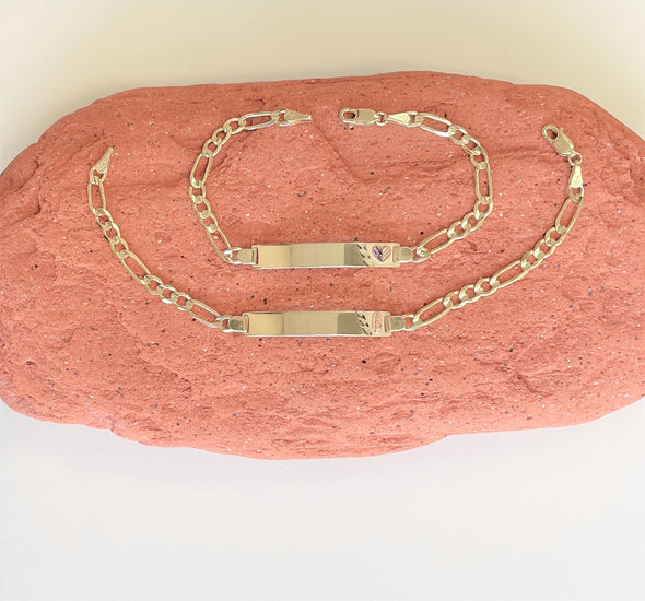 14K Yellow Gold 100 Figaro Ladies ID Bracelets