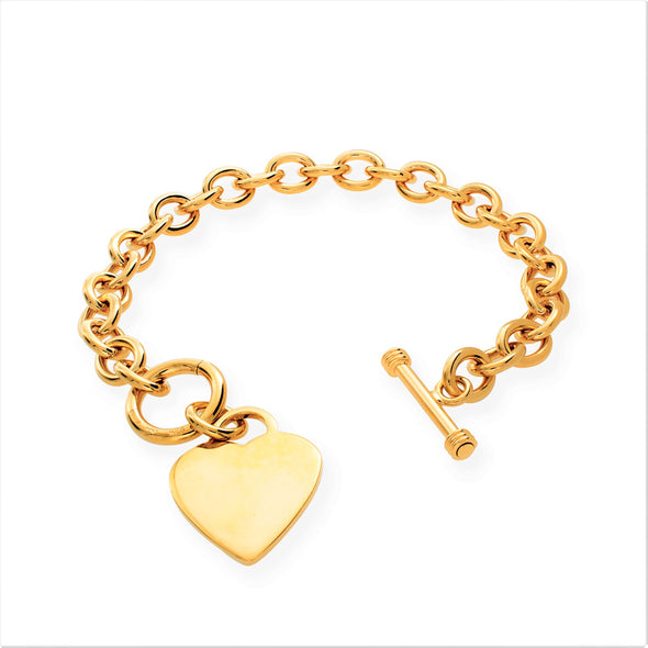 Sterling Silver Heart Toggle Bracelet ( 7-8 Inch )
