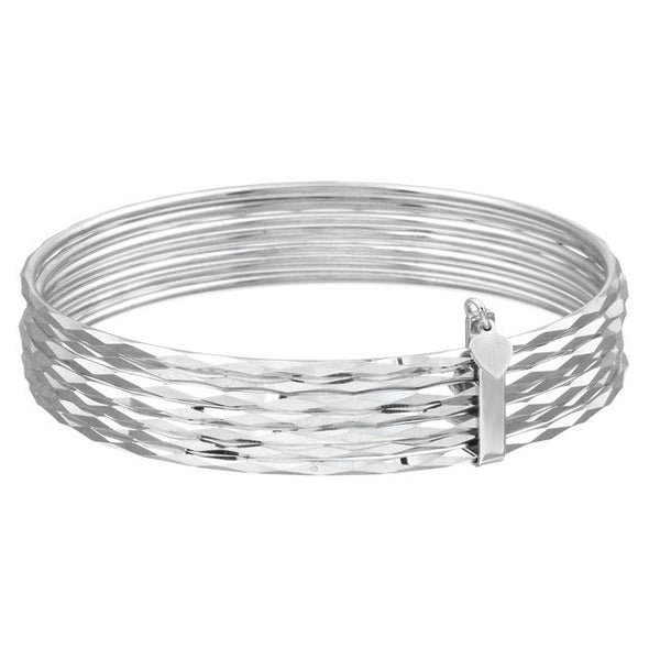 Platinum Plated Sterling Silver Semanario Bangle Bracelet