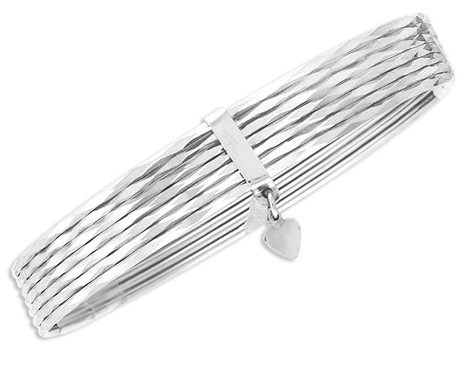 Platinum Plated Sterling Silver Semanario Bangle Bracelet