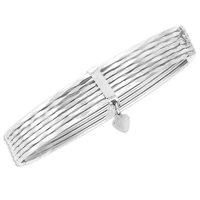 Platinum Plated Sterling Silver Semanario Bangle Bracelet