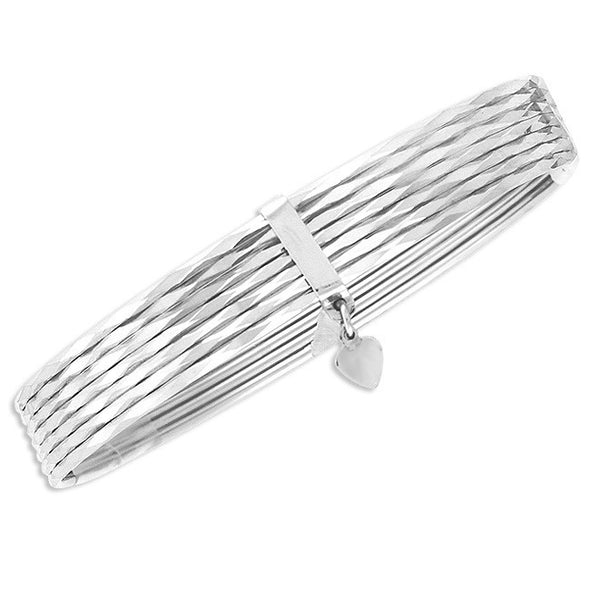 Platinum Plated Sterling Silver Semanario Bangle Bracelet