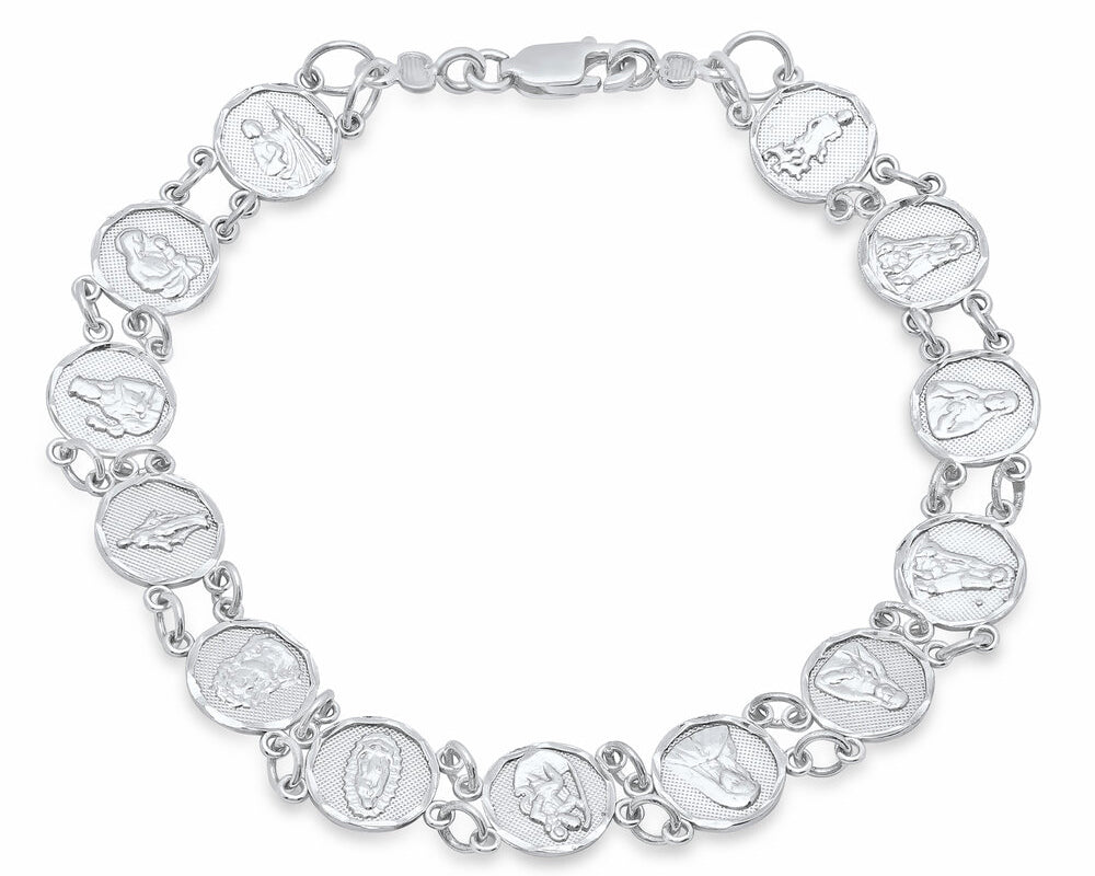 14K White Gold Saints Bracelet (7-9)