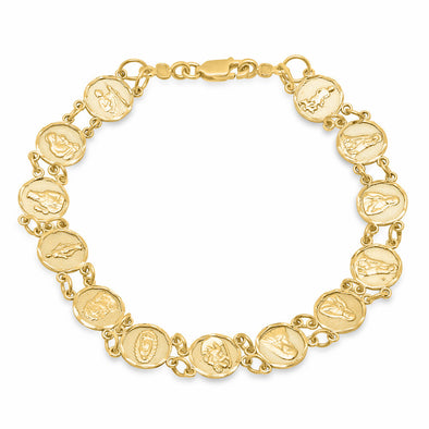 14K Yellow Gold Saints Bracelet (Size 7-9 )