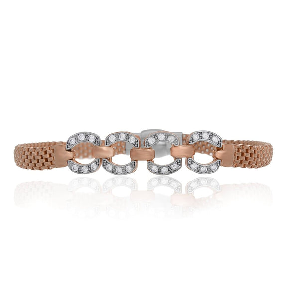 Rose or Yellow Gold Plated Silver CZ Magnetic Bracelets ( 7 Inch )