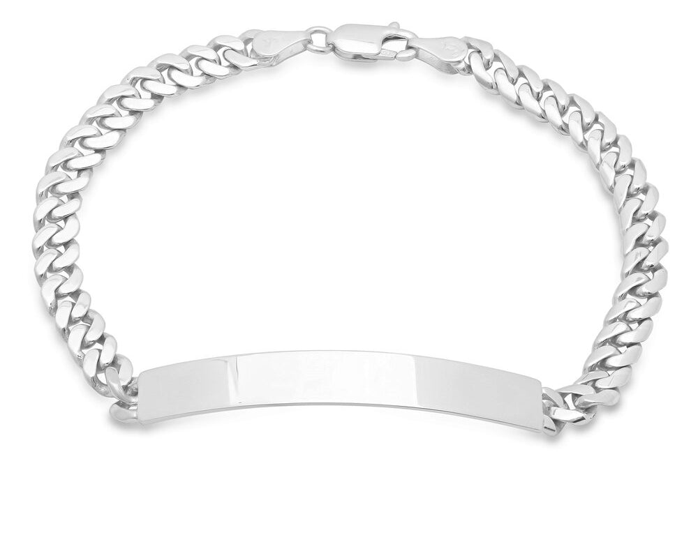 Sterling Silver 5.5 mm Cuban Link ID Bracelet (7-9 Inch)