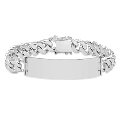 Sterling Silver 10 mm Cuban Link ID Bracelet (8-9 Inch)