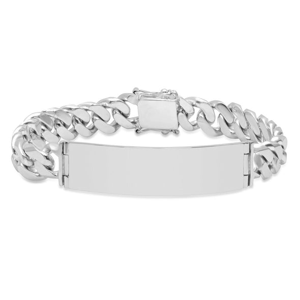 Sterling Silver 10 mm Cuban Link ID Bracelet (8-9 Inch)