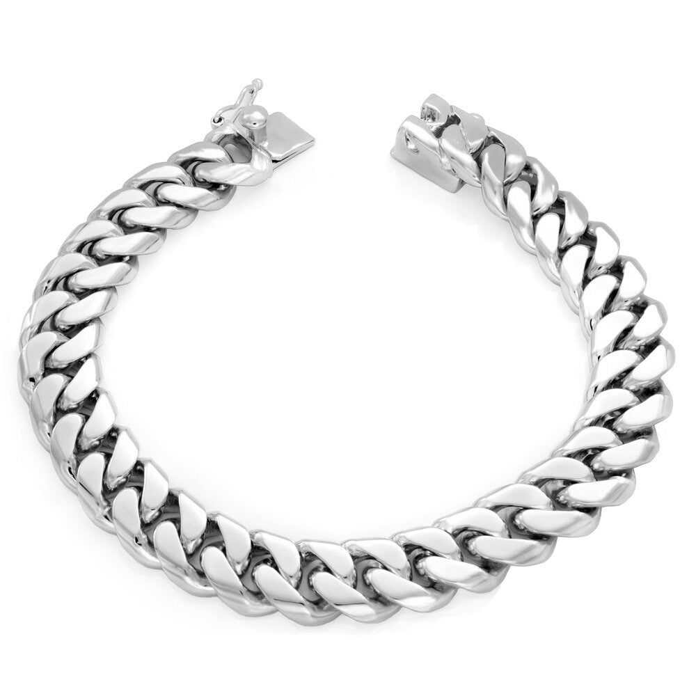 Sterling Silver 11mm Handmade Cuban Link Bracelet (8-9")