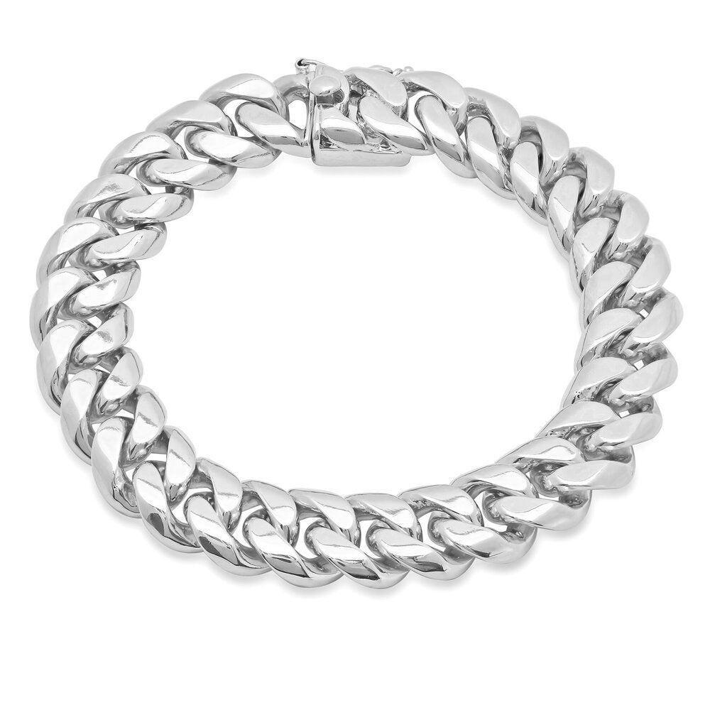 Sterling Silver 13mm Handmade Cuban Link Bracelet (8-9")