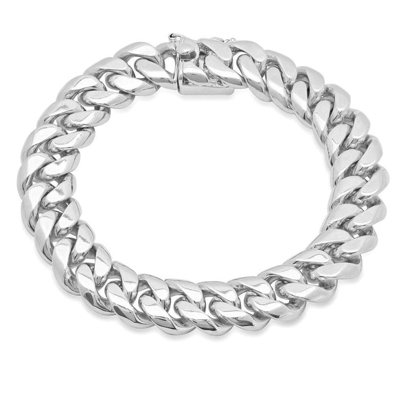Sterling Silver 13mm Handmade Cuban Link Bracelet (8-9 Inch)