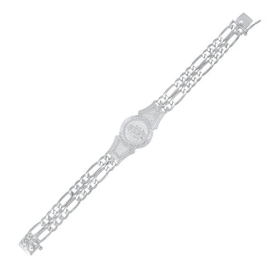 Sterling Silver 2-Strand 150 6mm Figaro Guadalupe Bracelet (8-9 Inch)