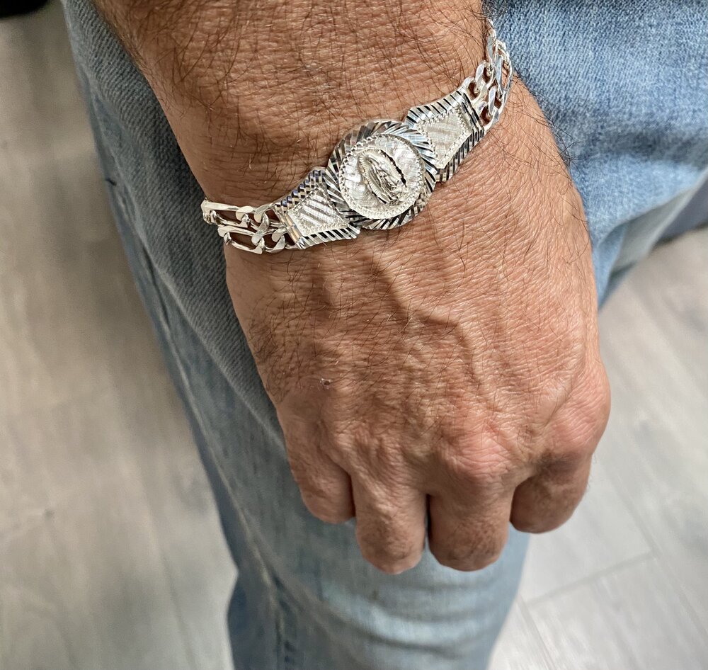 Sterling Silver 2-Strand 150 6mm Figaro Guadalupe Bracelet (8-9 Inch)