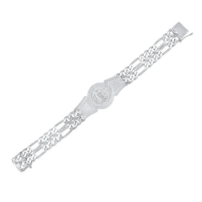 Sterling Silver 2-Strand 220 8mm Figaro Guadalupe Bracelet (8-9 Inch)