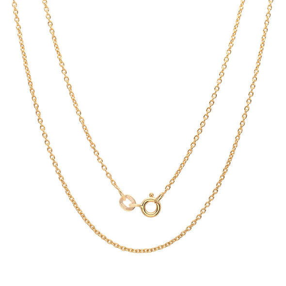 Yellow Gold Plated Silver 1 mm Cable Chain (16-24 Inch)