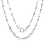 Sterling Silver 2 mm Singapore Chain (16-24 Inch)