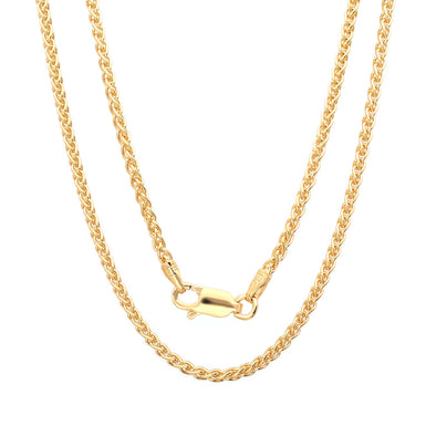 Yellow Gold Plated Silver 1.5 mm Wheat Chain (16-30 Inch)