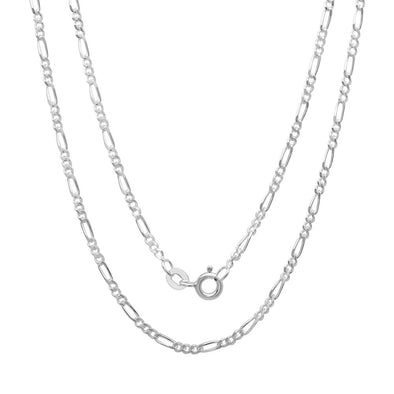 Sterling Silver 2 mm Diamond-cut Figaro Chain 16 inch