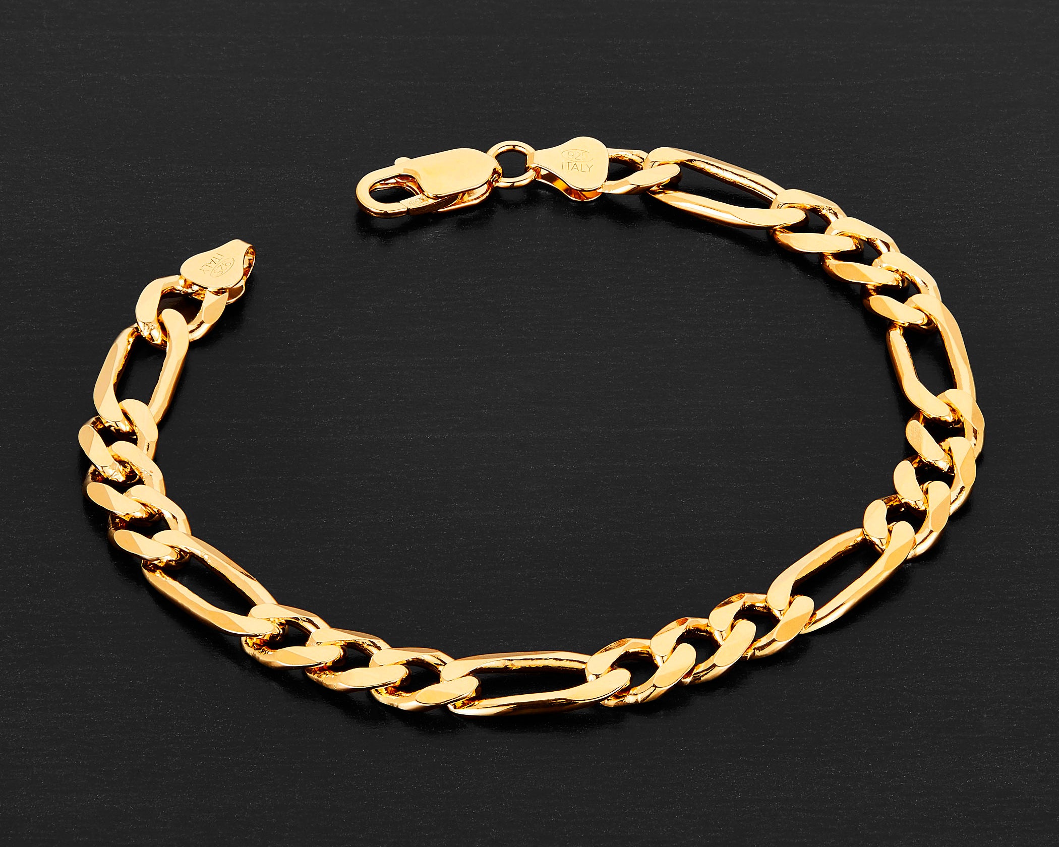 Sterling Silver 8mm Figaro Bracelet (7-9 Inch)