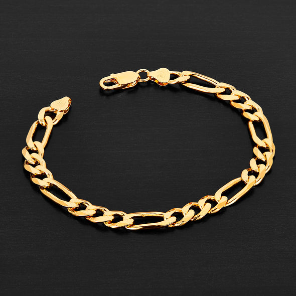 Sterling Silver 8mm Figaro Bracelet (7-9 Inch)
