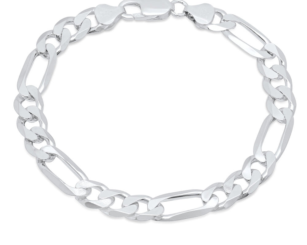 Sterling Silver 8mm Figaro Bracelet (7-9 Inch)