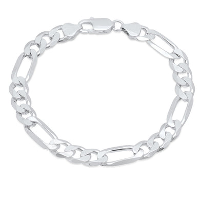 Sterling Silver 8mm Figaro Bracelet (7-9 Inch)