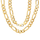Yellow Gold Plated Silver 10 mm Figaro Chain (20-30 Inch)