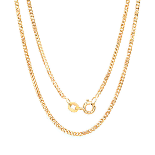 Yellow Gold Plated Silver 1 mm Curb Link Chain (16-20 Inch)