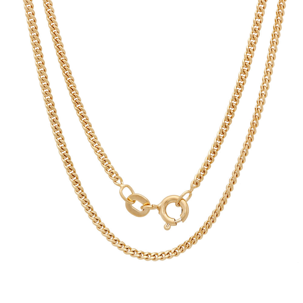 Yellow Gold Plated Silver 1.7 mm Curb Link Chain (16-24 Inch)