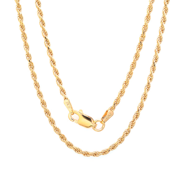Yellow Gold Plated Silver Rope Chain Necklaces