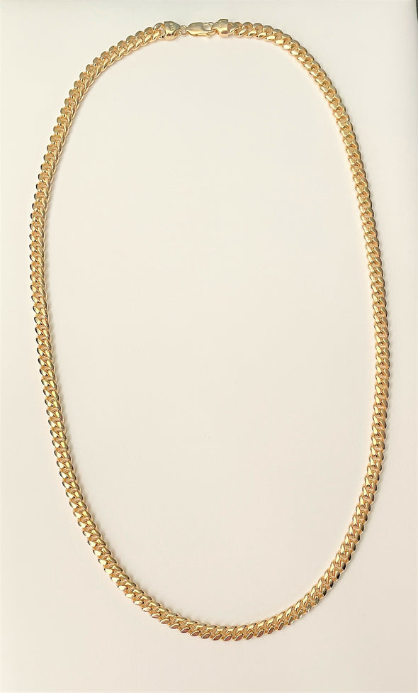 Yellow Gold Plated Silver Miami Cuban Link Chain Necklace